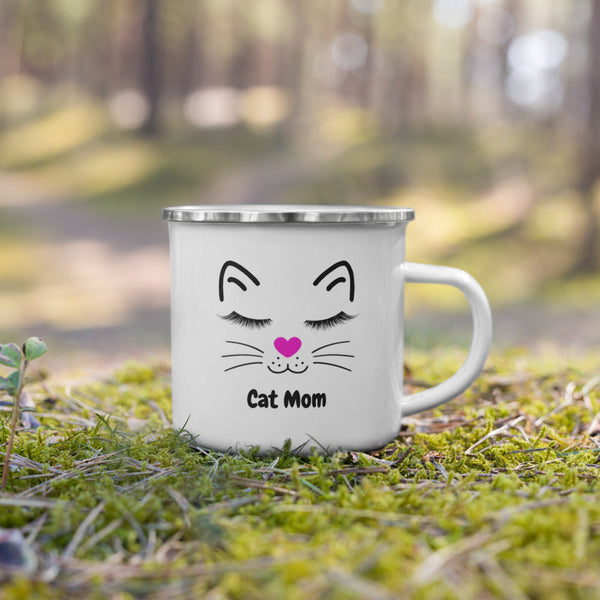 Cat Mom Enamel Mug